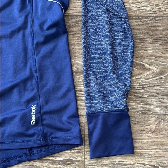 Reebok Women's Large Navy Blue Drawstring Cowl Neck Lightweight Running Pullover - Picture 7 of 13